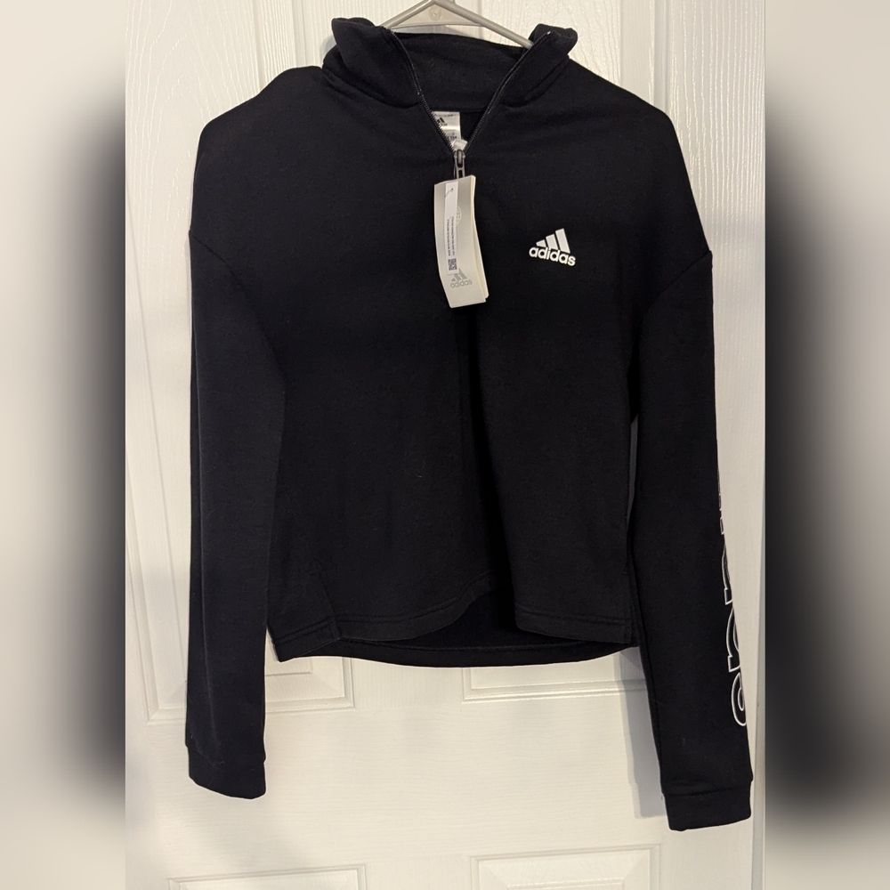 Adidas Womens Black Quarter-Zip Pullover Sz: M NWT